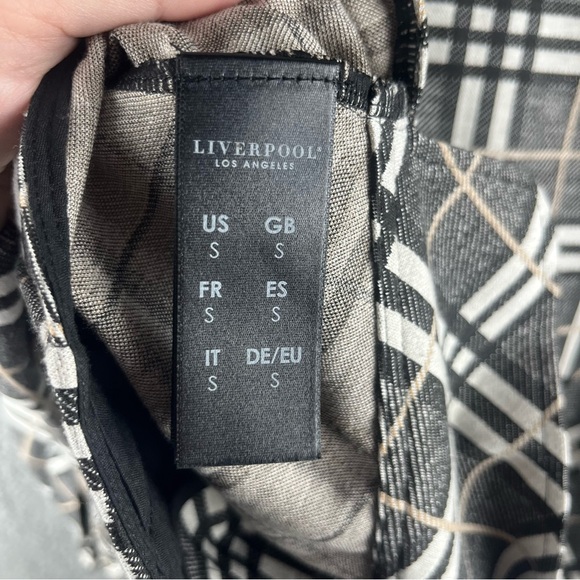 Liverpool Women’s Jacket Check Plaid Size S Button Up Black Cream Pockets Flawed - Picture 16 of 16